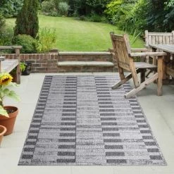 Contemporary Geometric Stripe Indoor Outdoor Area Rug By Blue Nile Mills