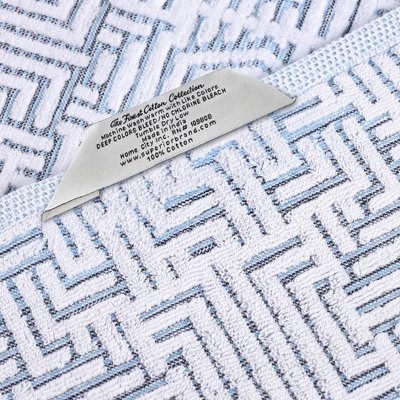 Cotton Modern Geometric Jacquard Soft Highly-Absorbent Face Towel Washcloth Set Of 12 By Blue Nile Mills - Image 4