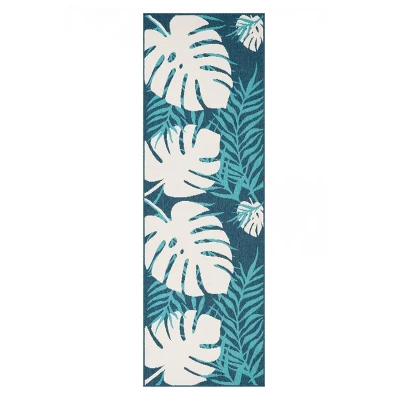 Modern Oversized Tropical Leaves Indoor Outdoor Runner Or Area Rug By Blue Nile Mills - Image 4