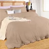 Cotton Linen Garment Washed 3 Piece Duvet Cover Set With Pillow Shams By Blue Nile Mills