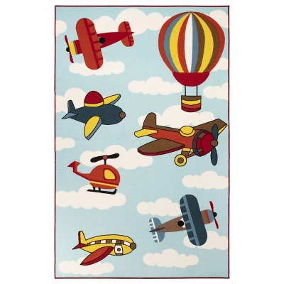 Non-Slip Airplane Modern Kid's Washable Indoor Area Rug - Blue Nile Mills - Image 7