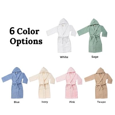 Soft And Warm Cotton Terry Kids' Hooded Bathrobe By Blue Nile Mills - Image 8