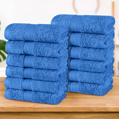 Cotton Plush Soft Highly-Absorbent Heavyweight Luxury Face Towel Washcloth Set Of 12 By Blue Nile Mills