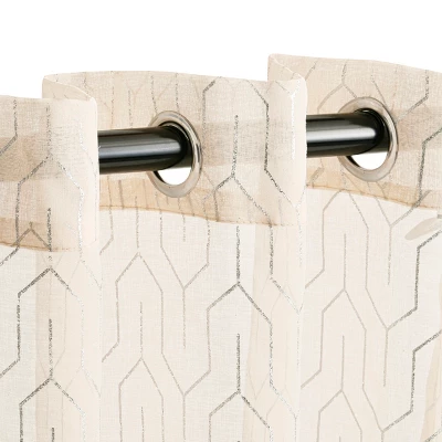 Geometric Trellis Sheer Grommet Curtain Panel Set By Blue Nile Mills