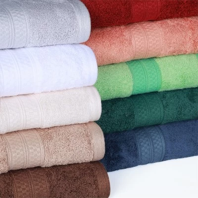 4 Piece Bath Towel Set, Rayon From Bamboo And Cotton, Plush And Thick, Hypoallergenic, Solid Terry Towels With Dobby Border By Blue Nile Mills - Image 4