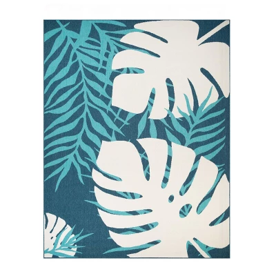 Modern Oversized Tropical Leaves Indoor Outdoor Runner Or Area Rug By Blue Nile Mills - Image 5