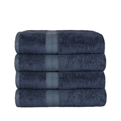 4 Piece Bath Towel Set, Rayon From Bamboo And Cotton, Plush And Thick, Hypoallergenic, Solid Terry Towels With Dobby Border By Blue Nile Mills - Image 7