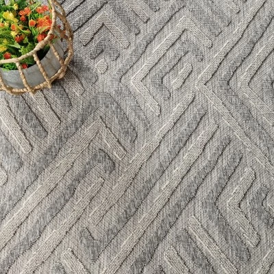 Contemporary Geometric Abstract Indoor Outdoor Area Rug By Blue Nile Mills - Image 4