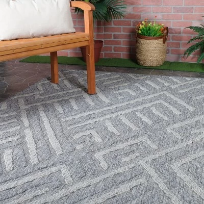 Contemporary Geometric Abstract Indoor Outdoor Area Rug By Blue Nile Mills - Image 7