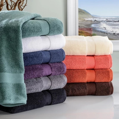 Zero Twist Cotton Solid Chevron Dobby Border Super Soft 12 Piece Assorted Bathroom Towel Set By Blue Nile Mills - Image 6
