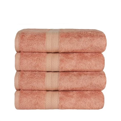 4 Piece Bath Towel Set, Rayon From Bamboo And Cotton, Plush And Thick, Hypoallergenic, Solid Terry Towels With Dobby Border By Blue Nile Mills - Image 8