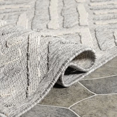 Contemporary Geometric Abstract Indoor Outdoor Area Rug By Blue Nile Mills - Image 5