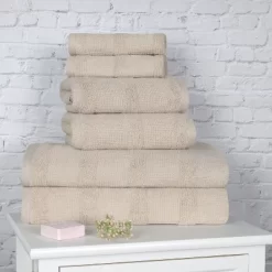 Quick-Dry Ribbed Solid Highly Absorbent Assorted Cotton Bath Towel Set By Blue Nile Mills