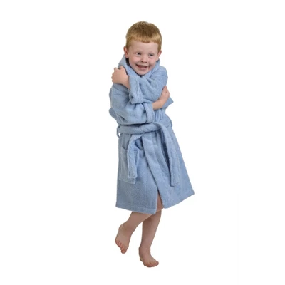 Soft And Warm Cotton Terry Kids' Hooded Bathrobe By Blue Nile Mills