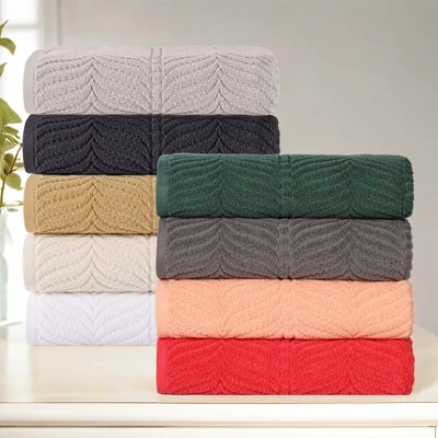 Chevron Zero Twist Cotton Solid And Jacquard Hand Towel Set Of 6 By Blue Nile Mills - Image 10