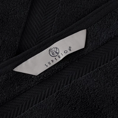 Zero Twist Cotton Solid Chevron Dobby Border Super Soft 12 Piece Assorted Bathroom Towel Set By Blue Nile Mills - Image 4