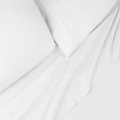 100% Premium Cotton 300 Thread Count Stripe Deep Pocket Luxury Bed Sheet Set By Blue Nile Mills - Image 4