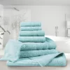 Luxury Cotton 8 Piece Bath, Hand, And Face Towel Set With Bath Mat And Bath Mitt By Blue Nile Mills