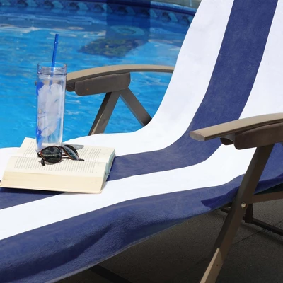 Cabana Striped Cotton Standard Size Towel/ Chaise Lounge Chair Cover Set By Blue Nile Mills - Image 5