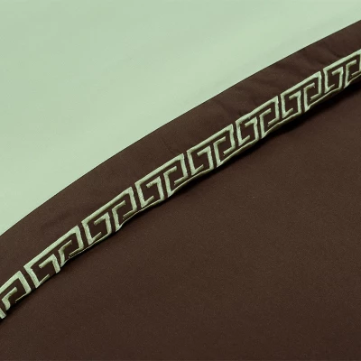 Solid Geometric Border Classic Modern Traditional Formal 3-Piece Duvet Cover Set By Blue Nile Mills - Image 3