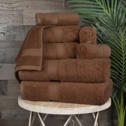 Luxury Premium Cotton 800 GSM Highly Absorbent 8 Piece Ultra-Plush Solid Towel Set By Blue Nile Mills