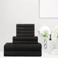 Premium Cotton Herringbone Medium Weight Bathroom Set By Blue Nile Mills