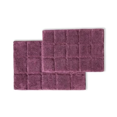 Plush And Absorbent Non-Slip Cotton Checkered 2-Piece Bath Rug Set By Blue Nile Mills - Image 6