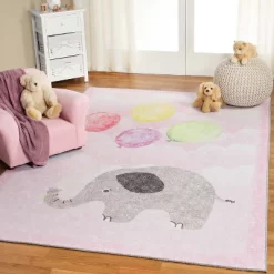 Nursery Elephant Colorful Kids Playroom Indoor Area Rug By Blue Nile Mills