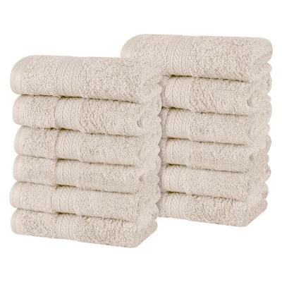 Cotton Plush Soft Highly-Absorbent Heavyweight Luxury Face Towel Washcloth Set Of 12 By Blue Nile Mills - Image 14