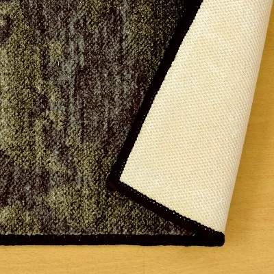 Vintage Medallion Scroll Non-Slip Washable Indoor Runner Or Area Rug By Blue Nile Mills - Image 3