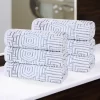Cotton Modern Geometric Jacquard Soft Highly-Absorbent Hand Towel Set Of 6 By Blue Nile Mills