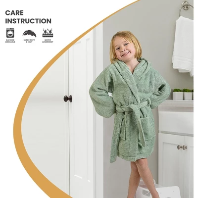Soft And Warm Cotton Terry Kids' Hooded Bathrobe By Blue Nile Mills - Image 4
