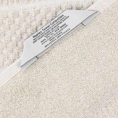 Viscose Cotton Blend Medium Weight Soft Textured Checkered And Ribbed Towel Set By Blue Nile Mills - Image 4