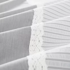 Striped 300-Thread Count Lightweight Cotton Classic Embroidered 3-Piece Eclectic Duvet Cover Set With Matching Pillowshams By Blue Nile Mills