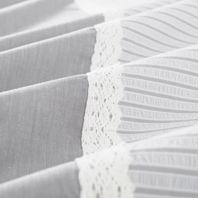 Striped 300-Thread Count Lightweight Cotton Classic Embroidered 3-Piece Eclectic Duvet Cover Set With Matching Pillowshams By Blue Nile Mills