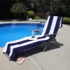 Cabana Striped Cotton Standard Size Towel/ Chaise Lounge Chair Cover Set By Blue Nile Mills