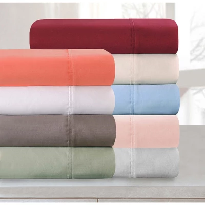 Luxury 700 Thread Count Premium Cotton Sheet Set, Modern Solid Deep Pocket, Includes: One Flat, One Fitted, And Two Pillowcases By Blue Nile Mills - Image 4