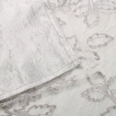 Lightweight Floral Embroidered Semi-Sheer 2-Piece Curtain Panel Set With Stainless Grommet Header - Blue Nile Mills - Image 3