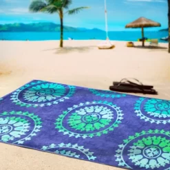 Summer Geometric Pinwheels Cotton Oversized Beach Towel By Blue Nile Mills