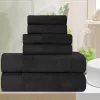 Premium Cotton Herringbone Medium Weight 6 Piece Bathroom Set By Blue Nile Mills