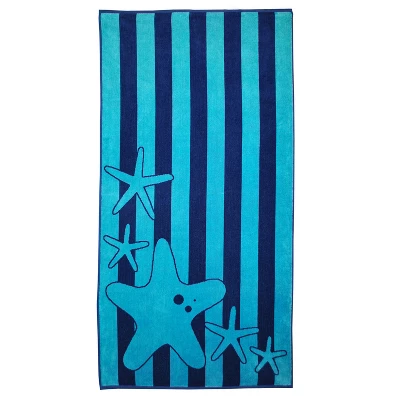 Summer Starfish Cotton Oversized Beach/ Bath Towel, Soft Highly Absorbent Terry Lightweight, Perfect After Swimming Or Sunbathing By Blue Nile Mills - Image 5