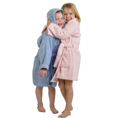 Soft And Warm Cotton Terry Kids' Hooded Bathrobe By Blue Nile Mills - Image 2