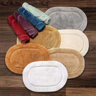Plush And Absorbent Non-Slip Cotton Oval 2-Piece Bath Rug Set By Blue Nile Mills - Image 2