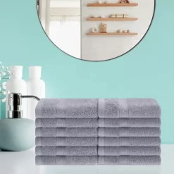 Plush And Highly Absorbent Rayon From Bamboo Blend Solid 12-Piece Face Towel, Quick Drying And Soft Set By Blue Nile Mills