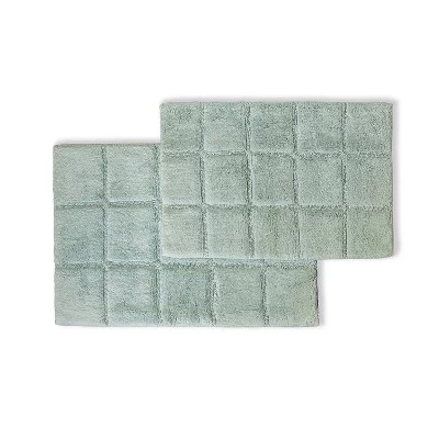 Plush And Absorbent Non-Slip Cotton Checkered 2-Piece Bath Rug Set By Blue Nile Mills - Image 8