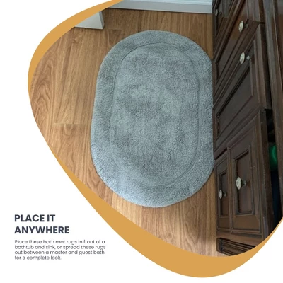 Plush And Absorbent Non-Slip Cotton Oval 2-Piece Bath Rug Set By Blue Nile Mills - Image 3