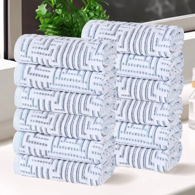 Cotton Modern Geometric Jacquard Soft Highly-Absorbent Face Towel Washcloth Set Of 12 By Blue Nile Mills