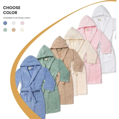 Soft And Warm Cotton Terry Kids' Hooded Bathrobe By Blue Nile Mills - Image 5