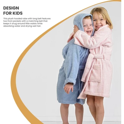 Soft And Warm Cotton Terry Kids' Hooded Bathrobe By Blue Nile Mills - Image 6