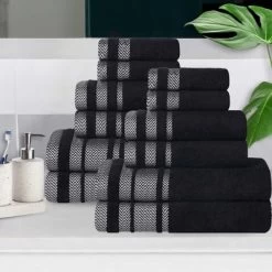 Cotton Medium Weight Absorbant And Fluffy Bathroom Towel Set By Blue Nile Mills